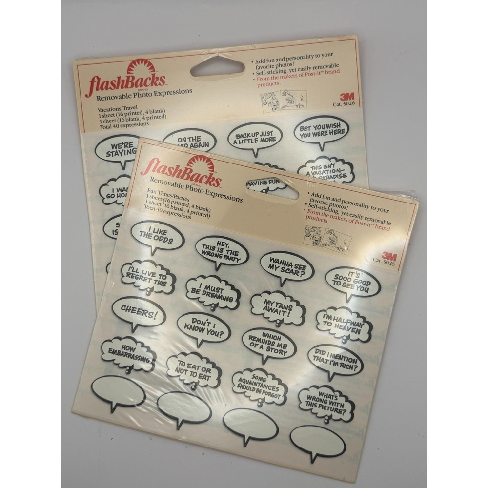Vintage 1990 3M FlashBacks Vacations Travel Photo Expressions Stickers NOS 5026